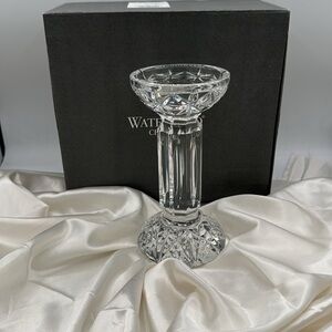 WATERFORD Crystal Pillar CANDLE HOLDER Balmoral Pattern in Mint Condition, NIB